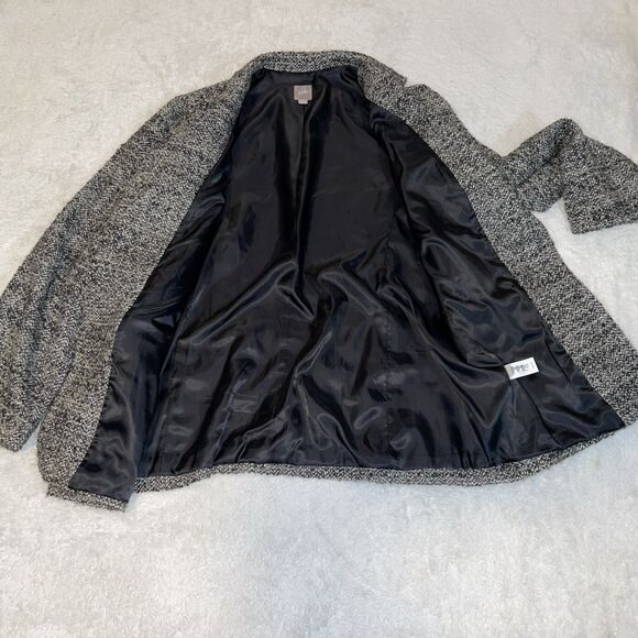 J Jill Tweed Blazer Jacket Button Front Gray Black Size L Large Cotton Blend - Picture 6 of 10
